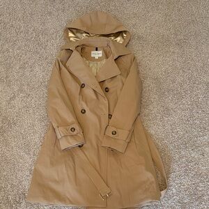 Cole Haan Women's Beige/Tan Double-Breasted Trench Coat with Hood